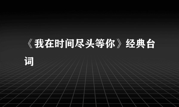 《我在时间尽头等你》经典台词