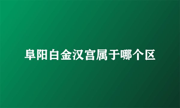 阜阳白金汉宫属于哪个区