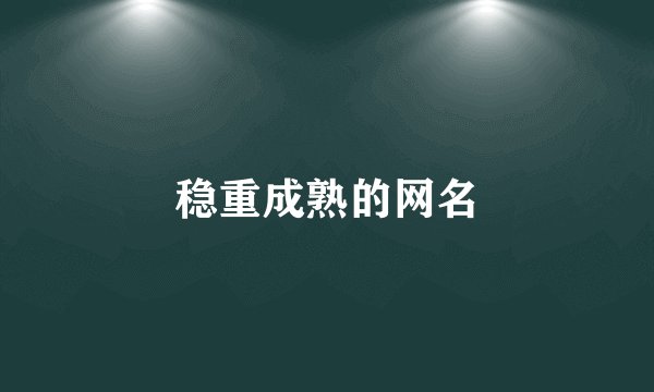 稳重成熟的网名