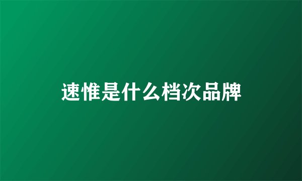 速惟是什么档次品牌