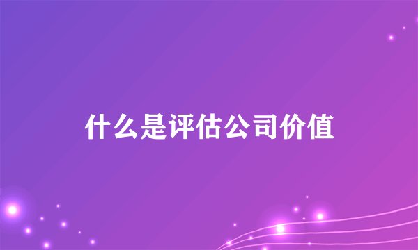 什么是评估公司价值