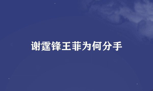 谢霆锋王菲为何分手