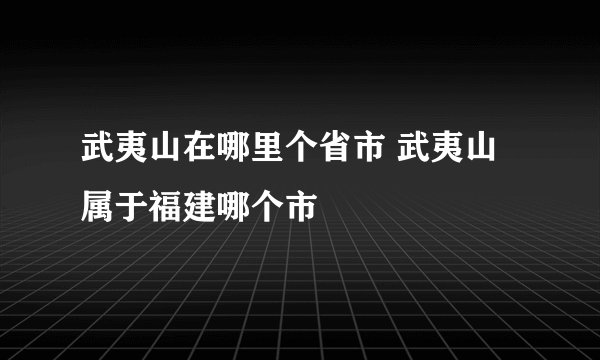 武夷山在哪里个省市 武夷山属于福建哪个市