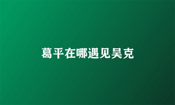 葛平在哪遇见吴克