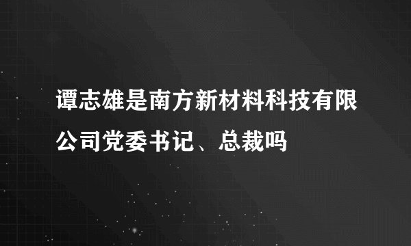 谭志雄是南方新材料科技有限公司党委书记、总裁吗