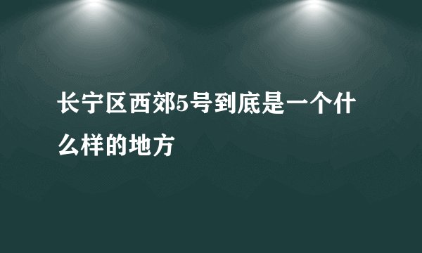 长宁区西郊5号到底是一个什么样的地方