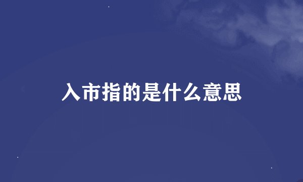 入市指的是什么意思