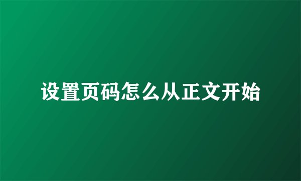 设置页码怎么从正文开始