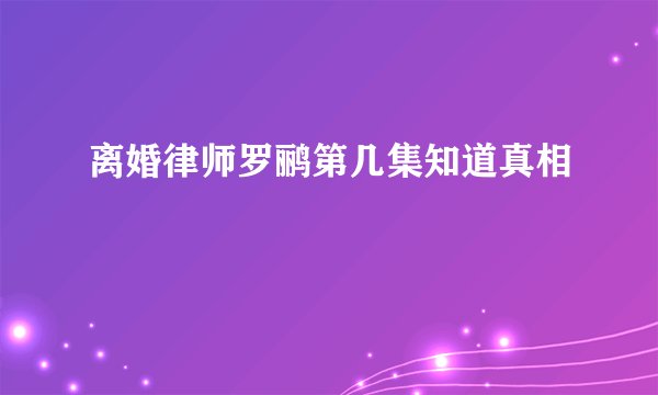 离婚律师罗鹂第几集知道真相