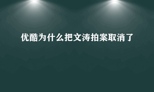 优酷为什么把文涛拍案取消了