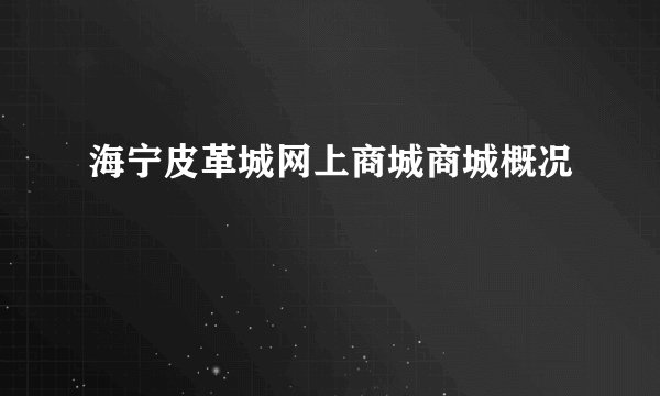 海宁皮革城网上商城商城概况
