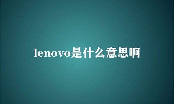 lenovo是什么意思啊