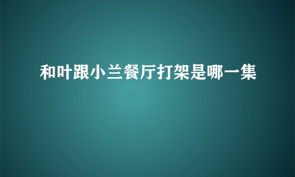 和叶跟小兰餐厅打架是哪一集