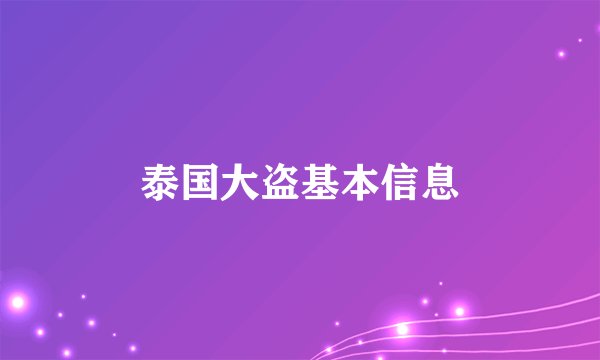 泰国大盗基本信息