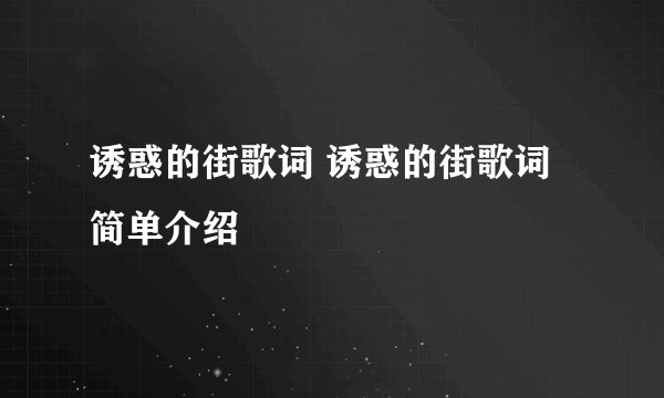 诱惑的街歌词 诱惑的街歌词简单介绍