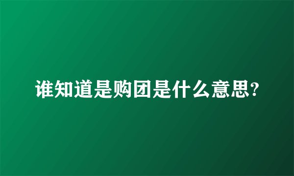 谁知道是购团是什么意思?