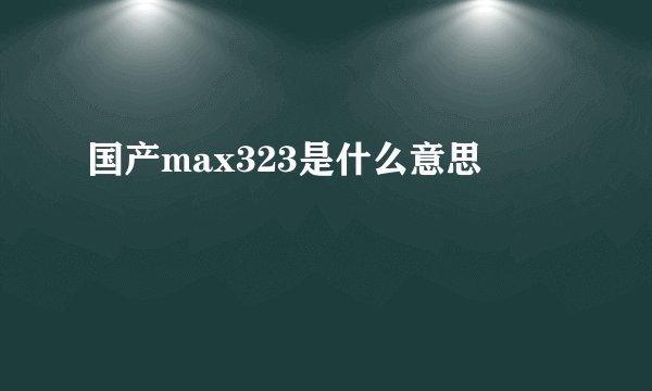国产max323是什么意思