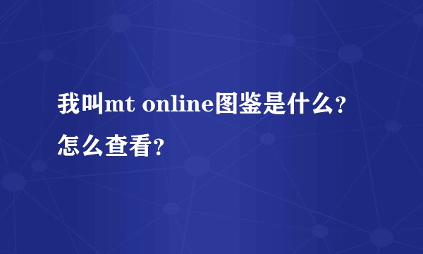 我叫mt online图鉴是什么？怎么查看？