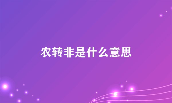 农转非是什么意思