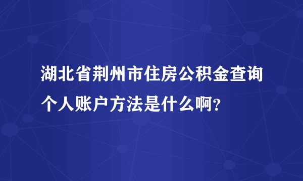 湖北省荆州市住房公积金查询个人账户方法是什么啊？