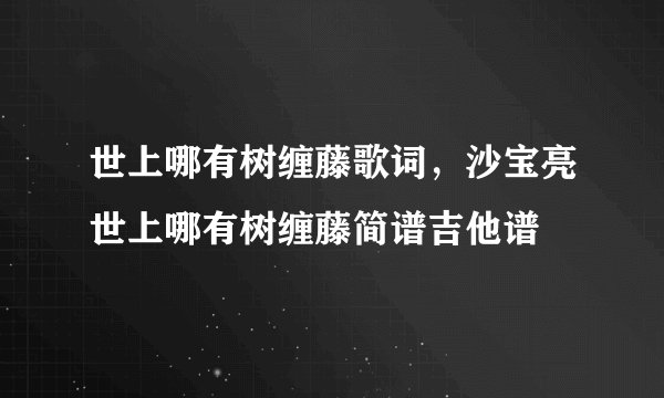 世上哪有树缠藤歌词，沙宝亮世上哪有树缠藤简谱吉他谱