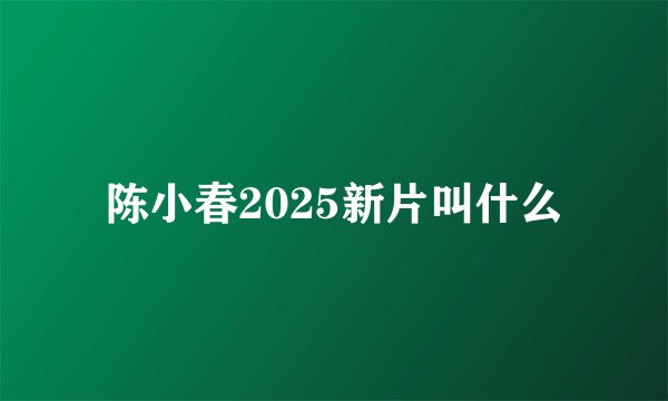 陈小春2025新片叫什么