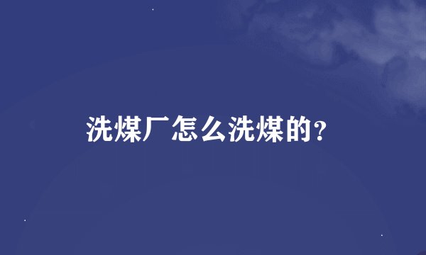 洗煤厂怎么洗煤的？