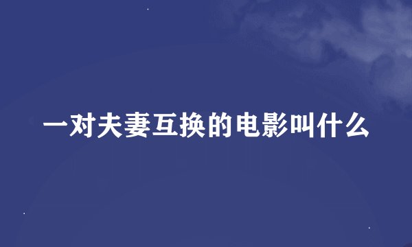 一对夫妻互换的电影叫什么