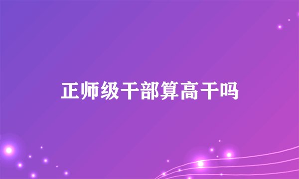 正师级干部算高干吗