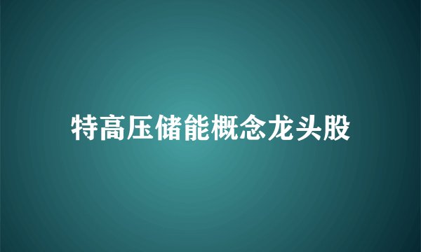 特高压储能概念龙头股