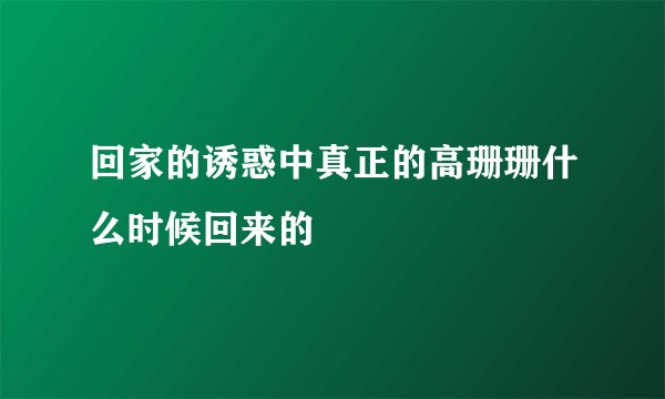 回家的诱惑中真正的高珊珊什么时候回来的
