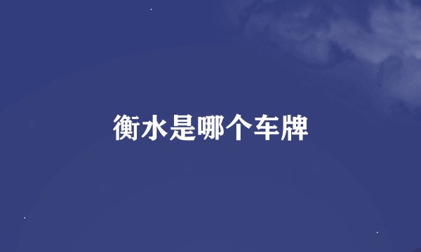 衡水是哪个车牌