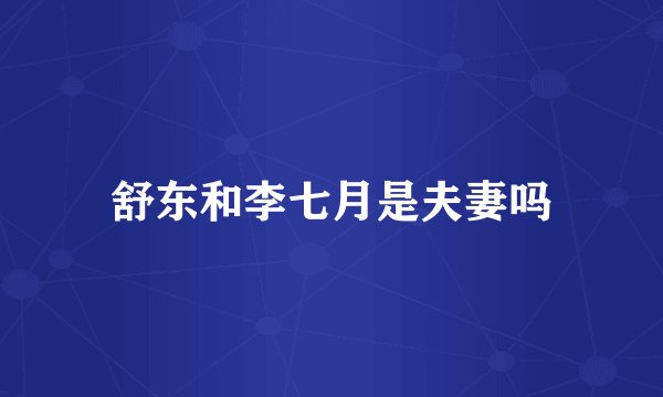 舒东和李七月是夫妻吗