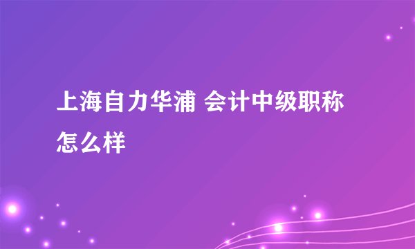 上海自力华浦 会计中级职称 怎么样