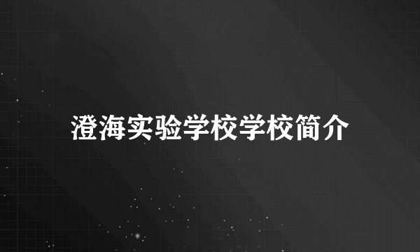 澄海实验学校学校简介
