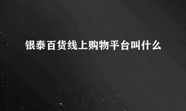 银泰百货线上购物平台叫什么