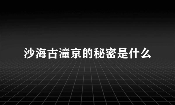 沙海古潼京的秘密是什么