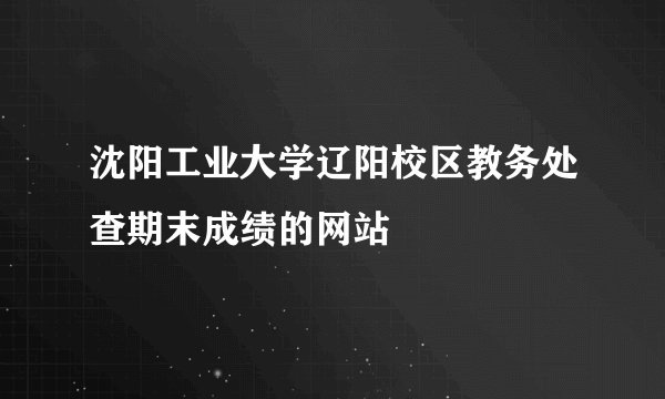 沈阳工业大学辽阳校区教务处查期末成绩的网站