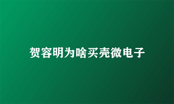 贺容明为啥买壳微电子