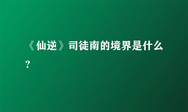 《仙逆》司徒南的境界是什么?