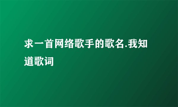 求一首网络歌手的歌名.我知道歌词