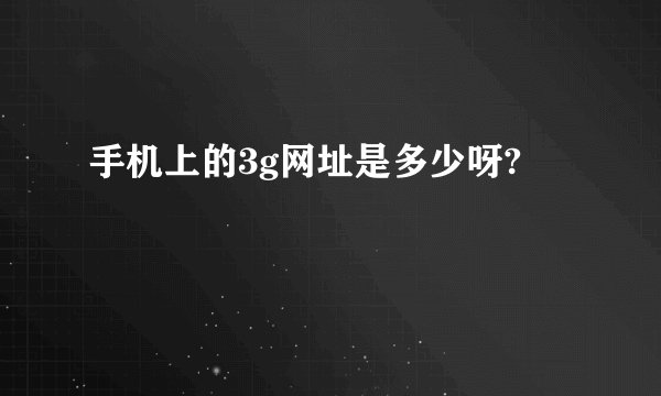 手机上的3g网址是多少呀?