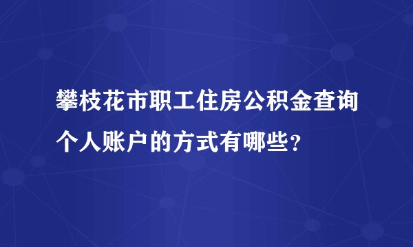 攀枝花市职工住房公积金查询个人账户的方式有哪些？