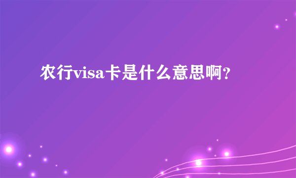 农行visa卡是什么意思啊？