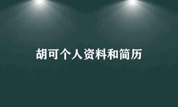 胡可个人资料和简历