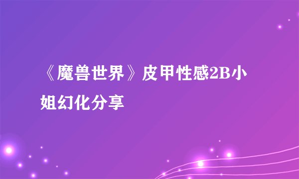 《魔兽世界》皮甲性感2B小姐幻化分享