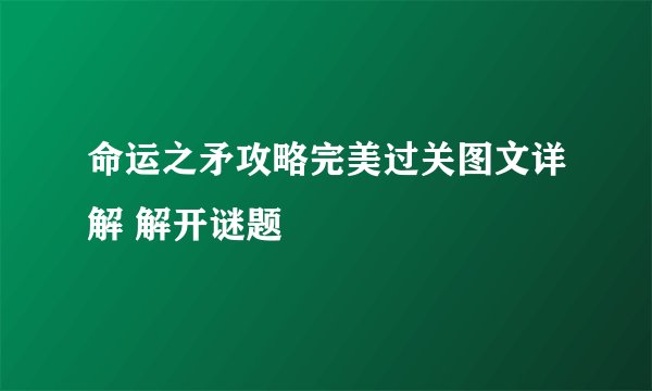 命运之矛攻略完美过关图文详解 解开谜题