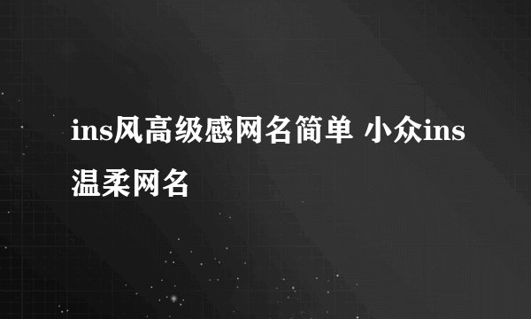 ins风高级感网名简单 小众ins温柔网名