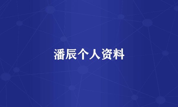 潘辰个人资料