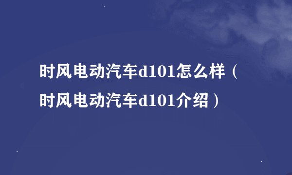 时风电动汽车d101怎么样（时风电动汽车d101介绍）